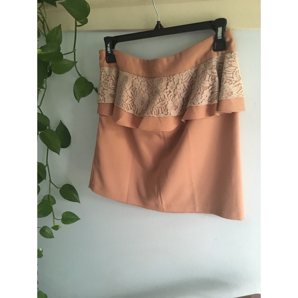 Dusty Rose Lace Peplum Skirt